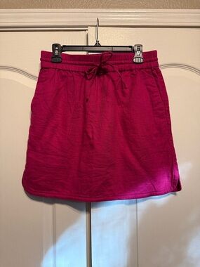 LOFT Drawstring Mini Skirt in Fuchsia Pink